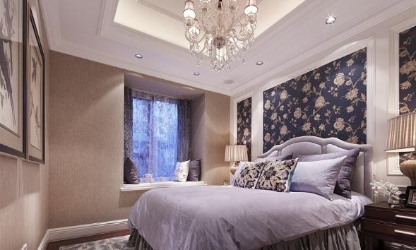 和諧愜意的美式風格120平米復式loft臥室背景墻裝修效果圖