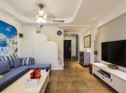 藍(lán)白地中海風(fēng)格100平米復(fù)式客廳裝修效果圖 藍(lán)白地中海風(fēng)格100平米復(fù)式客廳裝修效果圖