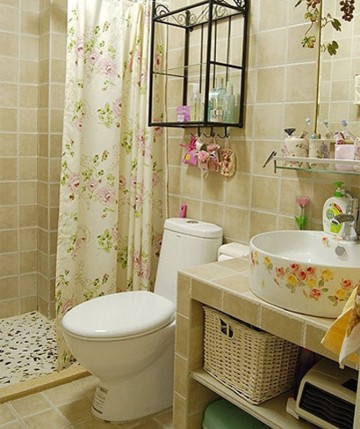 舒適的田園風格50平米一居室衛(wèi)生間裝修效果圖