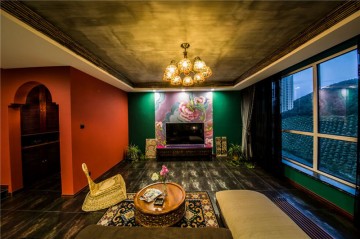 復(fù)古的東南亞風格四居室電視背景墻裝修效果圖