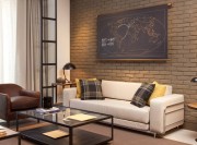 個性裝修現代簡約風格70平米二居室客廳背景墻裝修效果圖