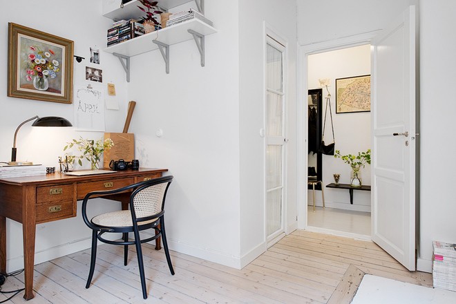 鄉村歐式風格60平米一居室書房背景墻裝修效果圖