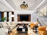 獅山原著現代簡約復式客廳實景裝修案例