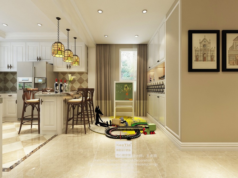 當代萬國府美式風(fēng)格復(fù)式吧臺裝修效果圖