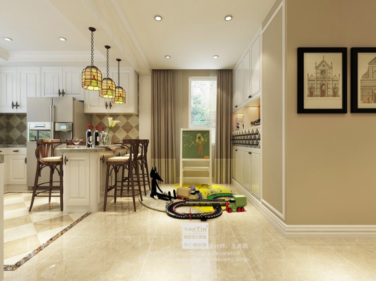 當(dāng)代萬國府美式風(fēng)格復(fù)式吧臺裝修效果圖