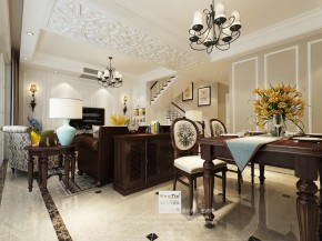 當代萬國府美式風(fēng)格復(fù)式客廳裝修效果圖