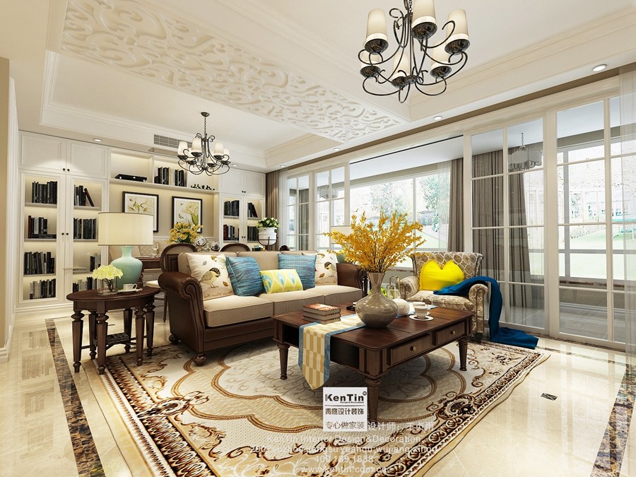 當代萬國府美式風(fēng)格復(fù)式客廳裝修效果圖