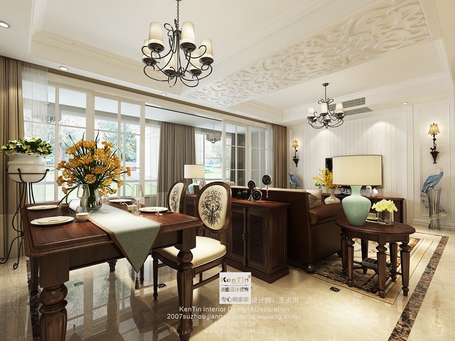 當代萬國府美式風(fēng)格復(fù)式餐廳裝修效果圖