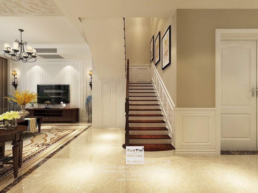 當代萬國府美式風(fēng)格復(fù)式玄關(guān)裝修效果圖