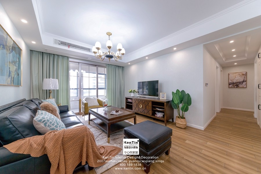 龍湖時代天街美式風格客廳裝修實景案例