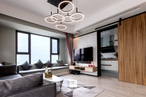 獨墅灣現代簡約三居室客廳裝修實景案例