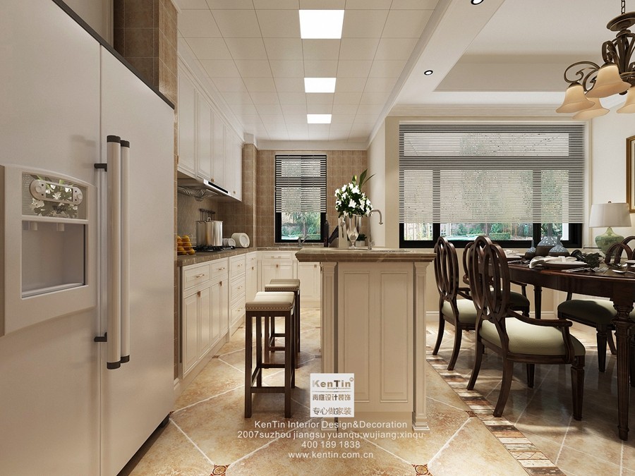 景悅星湖美式風格三居室廚房裝修效果圖