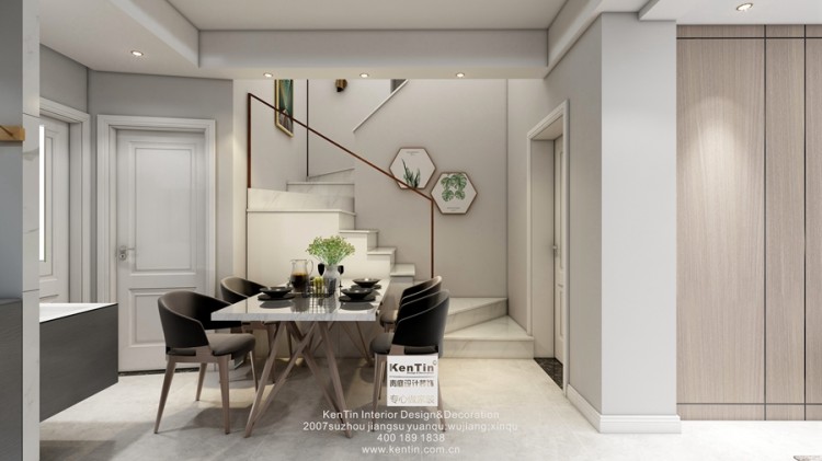 麗景灣現(xiàn)代簡約風格復式餐廳裝修效果圖