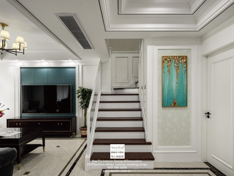 獅山原著復(fù)式美式輕奢風格客廳裝修實景案例