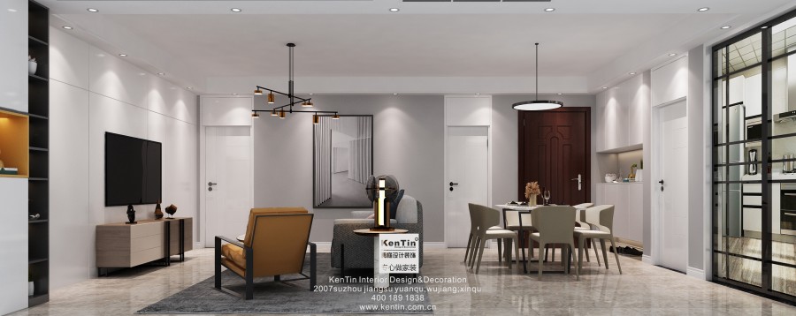 匯景名苑現(xiàn)代簡約風格三居室客廳裝修效果圖