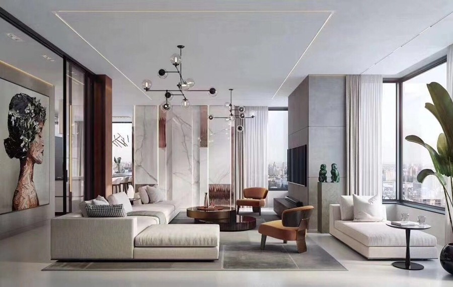 現代風格三居室客廳裝修實景案例