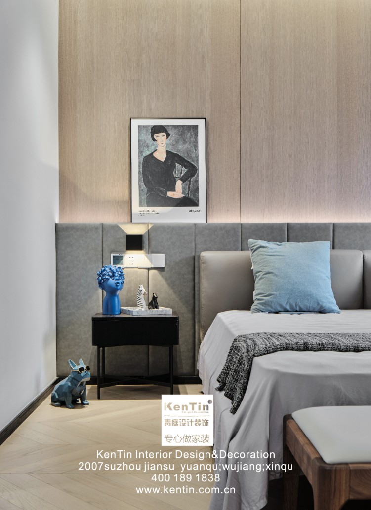 鉑悅犀湖現(xiàn)代輕奢風(fēng)格別墅臥室裝修實景圖