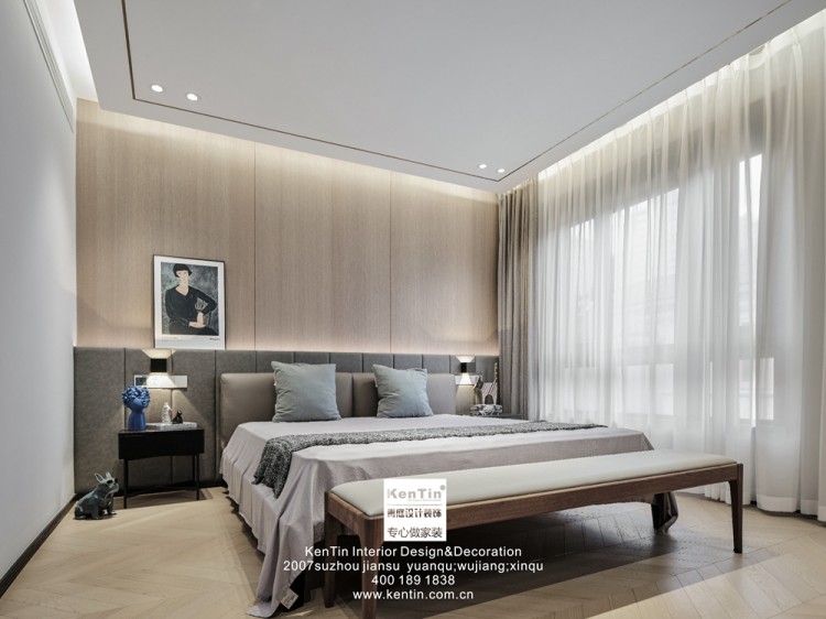 鉑悅犀湖現(xiàn)代輕奢風(fēng)格別墅臥室裝修實景圖