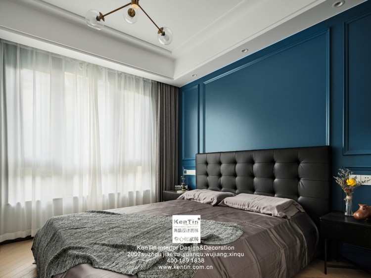 鉑悅犀湖現(xiàn)代輕奢風(fēng)格別墅臥室裝修實景圖