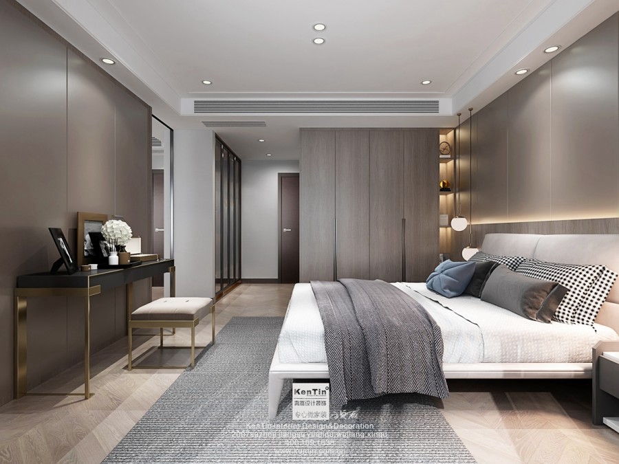 龍湖熙上現(xiàn)代簡約風格別墅臥室裝修效果圖
