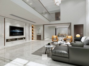 龍湖熙上現(xiàn)代簡約風格別墅客廳裝修效果圖