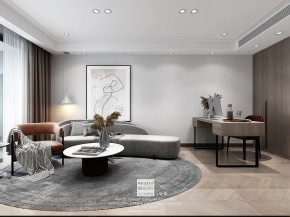 龍湖熙上現(xiàn)代簡約風格別墅客廳裝修效果圖