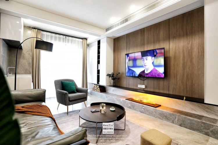 弘陽上湖現(xiàn)代輕奢風(fēng)格三居室客廳裝修實(shí)景案例