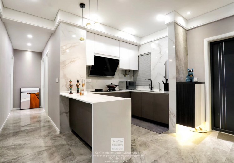 弘陽上湖現(xiàn)代輕奢風格三居室廚房裝修實景案例