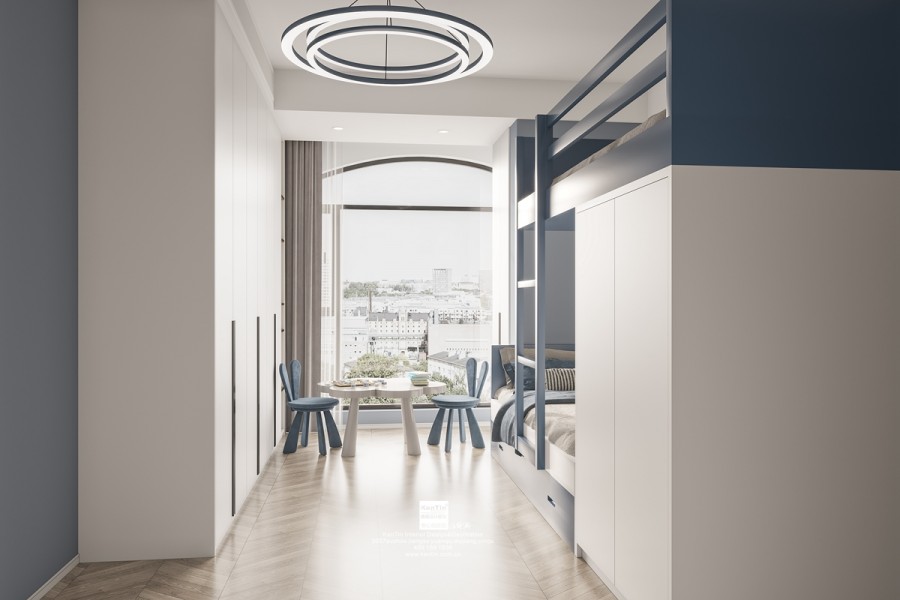 中海湖濱一號(hào)現(xiàn)代極簡風(fēng)格四居室兒童房裝修效果圖