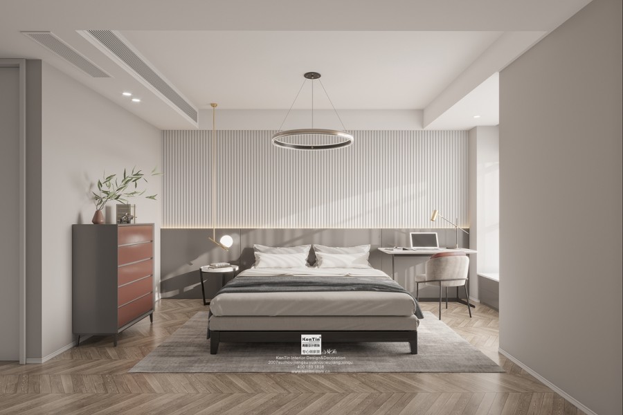 中海湖濱一號(hào)現(xiàn)代極簡風(fēng)格四居室臥室裝修效果圖