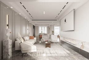 中海湖濱一號(hào)現(xiàn)代極簡風(fēng)格四居室客廳裝修效果圖