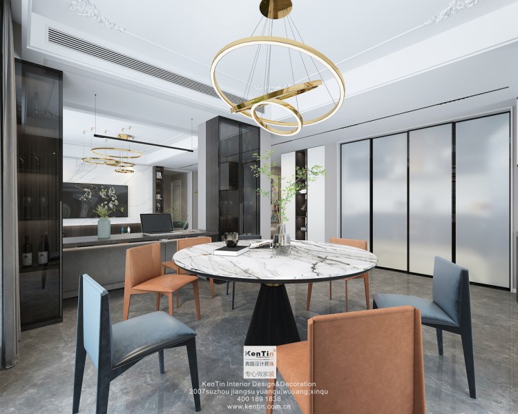 湖左岸現(xiàn)代極簡風格復(fù)式餐廳裝修效果圖