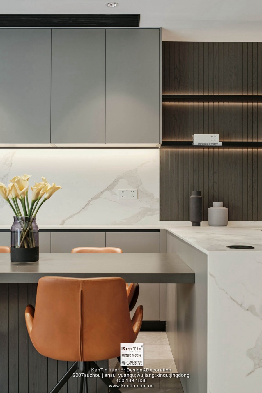 龍湖熙上現(xiàn)代簡約風(fēng)格別墅廚房裝修實景圖