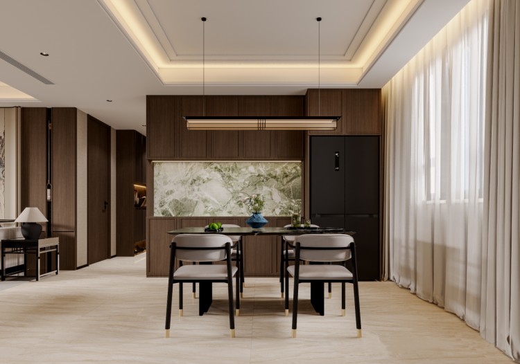 現代中式三居室餐廳裝修效果圖