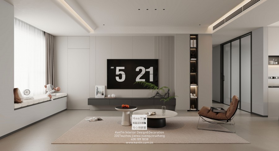 海悅花園現(xiàn)代簡約三居室客廳1裝修效果圖