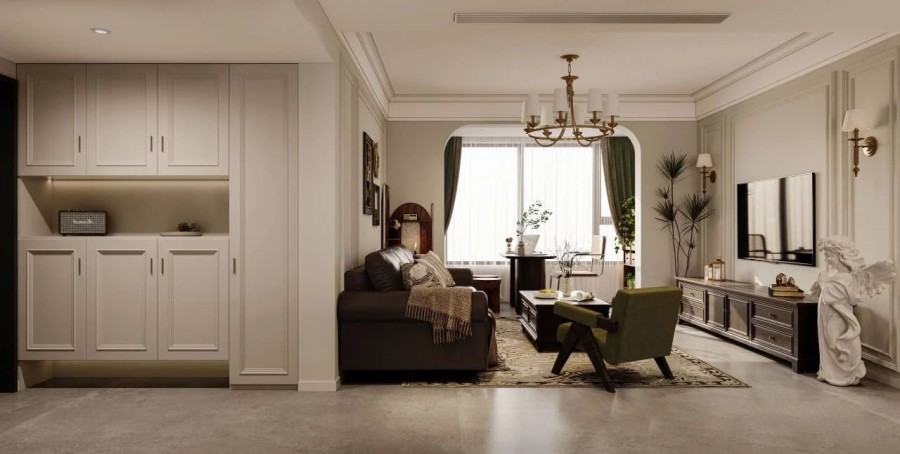 復古美式三居室玄關(guān)裝修效果圖