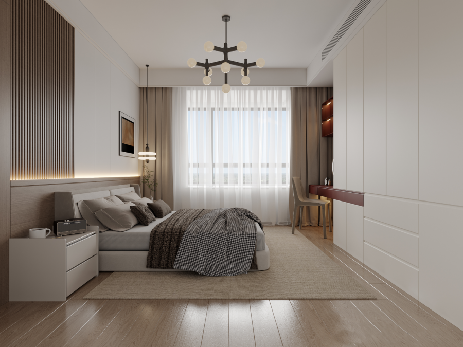 現代簡約三居室臥室裝修效果圖