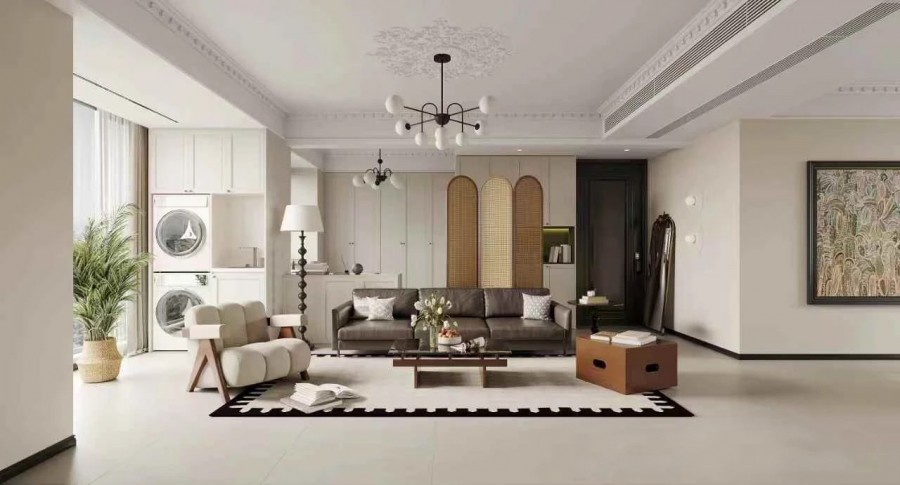 法式復(fù)古三居室客廳1裝修效果圖