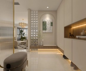 法師奶油三居室玄關裝修效果圖