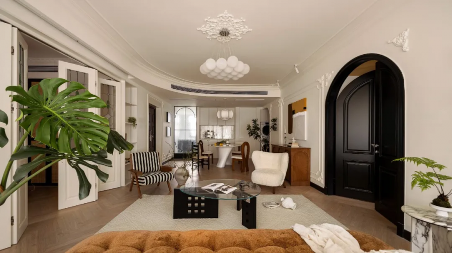 法式復古四居室客廳裝修效果圖