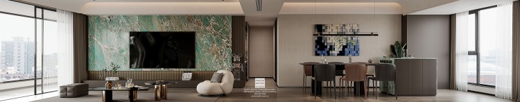 太澤之星現代意式大平層客廳裝修效果圖