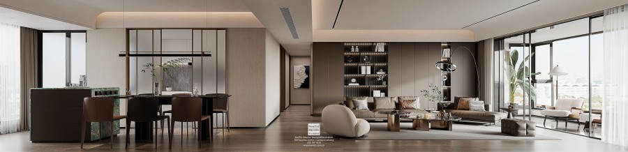 太澤之星現代意式大平層客廳裝修效果圖