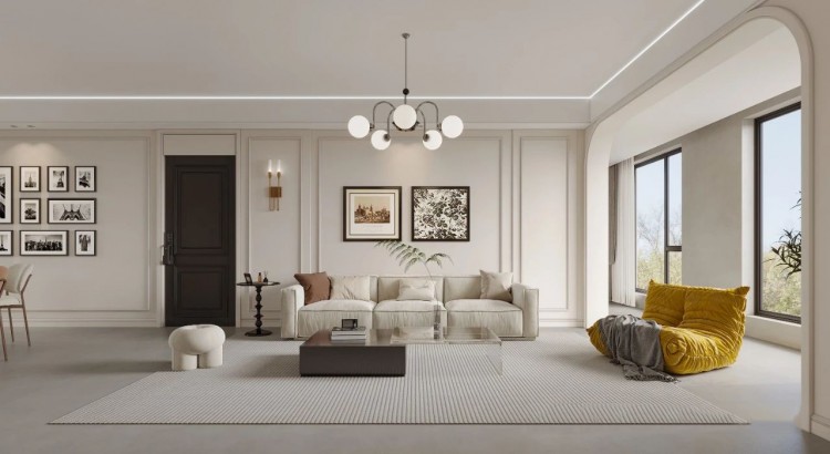 現代法式兩居室客廳1裝修效果圖