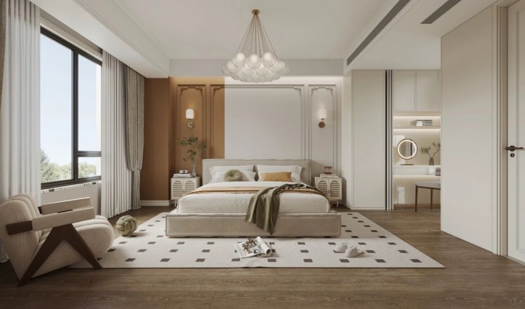 現代法式兩居室臥室裝修效果圖