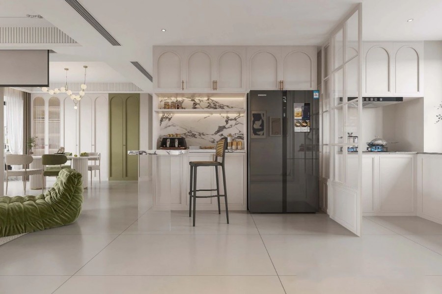 法式中古風三居室廚房裝修效果圖