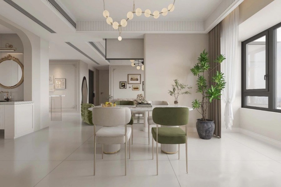 法式中古風三居室餐廳裝修效果圖