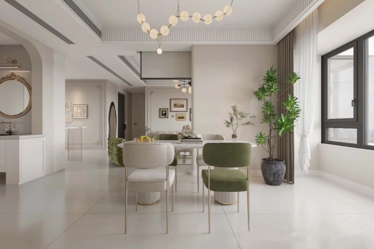 法式中古風三居室餐廳裝修效果圖