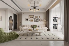 法式中古風三居室客廳裝修效果圖