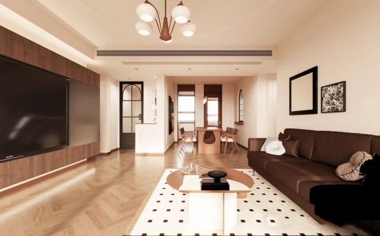 復古法式三居室客廳裝修效果圖