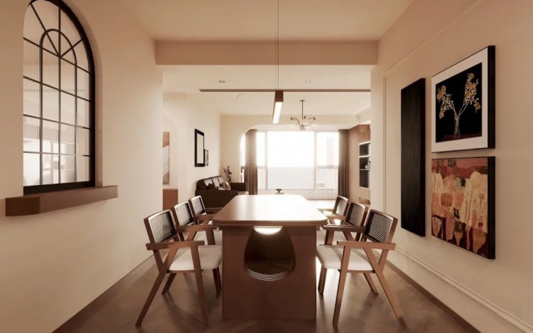 復古法式三居室餐廳裝修效果圖